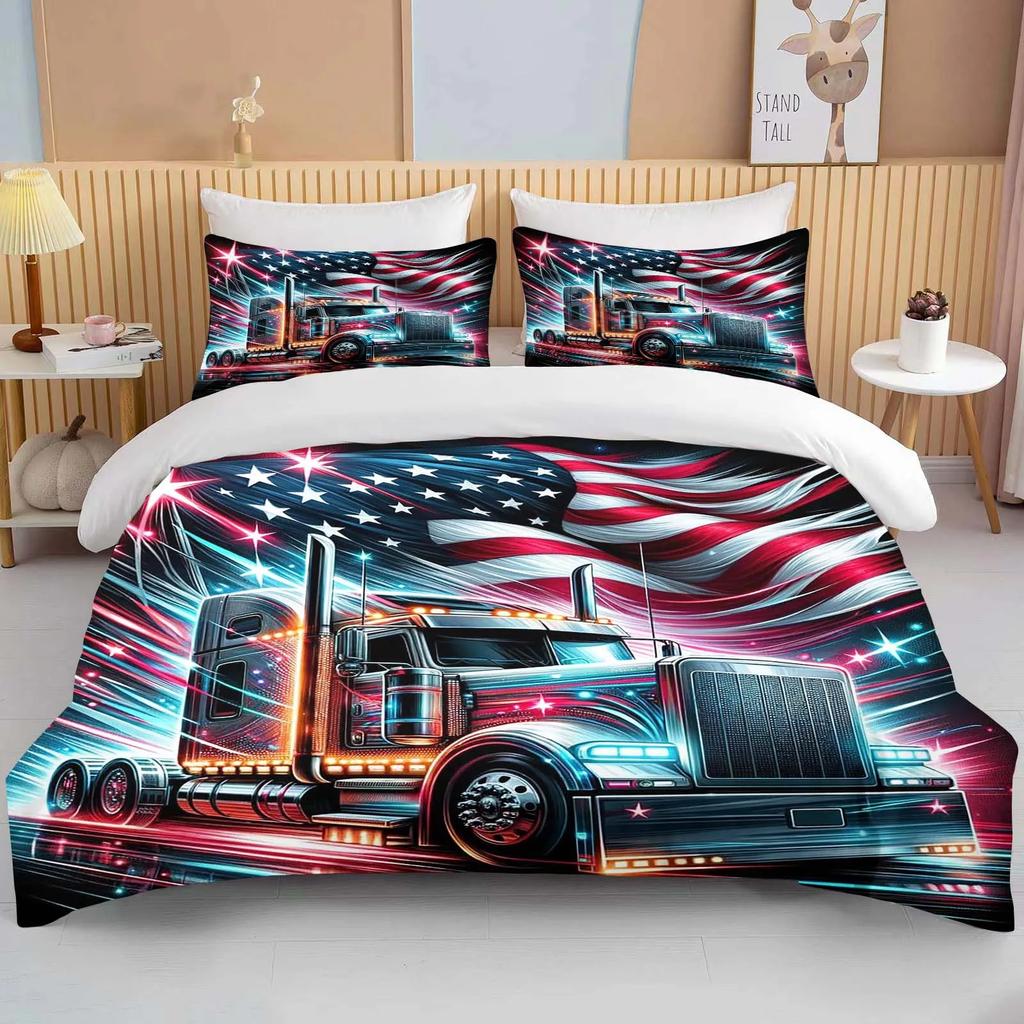 10 Sizes Great American Truck Eagle 3pcs Bedding Sets Duvet Set Comforter Bed Set Queen King Size Kids Boys Home Textiles Gift