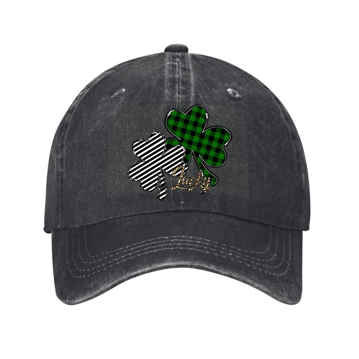 Plaid Shamrock Baseball Cap Washed Baseball Cap Adjustable