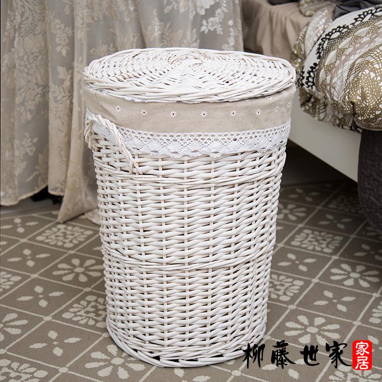 Large Size Wicker Clothes Storage Basket Covered Design for Restaurant Use Dirty Clothes Organizer Retro Style Family Storage...
