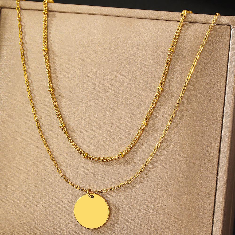 Stainless Steel Necklaces Simple Bead Chain Overlapping Tape Clavicle Chain Ornate Necklace For Women Zircon Goddess Gifts New