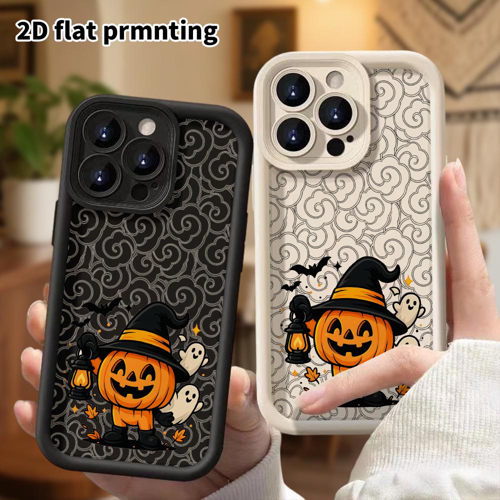 Phone Case: 2D Flat Design Suitable for iPhone 18 17 16 15 14 13 Pro, Unisex, Little Pumpkin Head Witch, Christmas and Halloween Gift