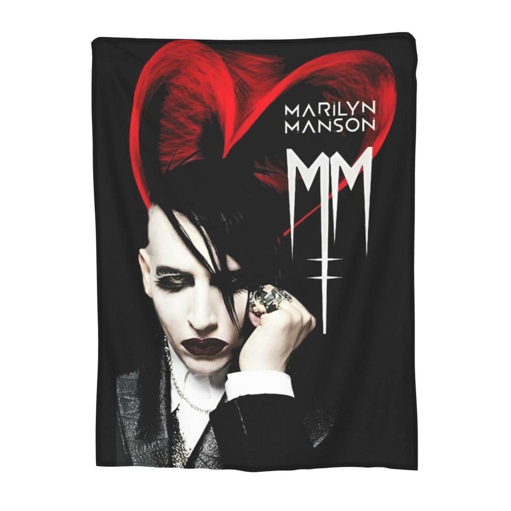 Coperta Confortevole Marilyn Manson Cantante Gotico Accessori Decorativi per Letto Coperta da Divano Flanella Ultra-Morbida per Divano