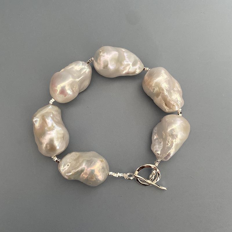 Freshwater Baroque Pearl 925 Broken Silver OT Fastener French Retro Vocal Victor's Temperature Hand