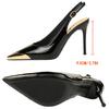 New Women 9.5 Cm Heels Metal Pointed Tip Women Pumps Hollow Out Hook Strap High Heeled Sandals Women Summer Shoes Plus Size 43