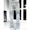 Men's Regular Fit Stacked Jeans Ripped Slim Fit Patch Distressed Destroyed Straight Denim Pants Hip Hop Streetwear Trouser