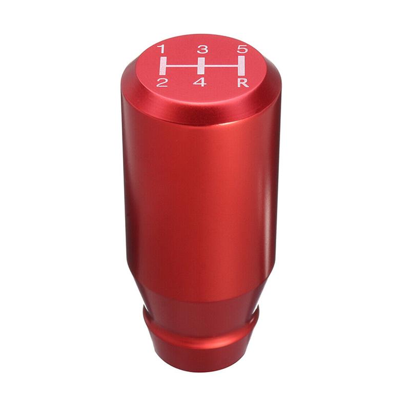 Red 5 Speed Car Manual Aluminium Alloy Gear Stick Shift Knob Shifter Lever Head with 3 Adapter