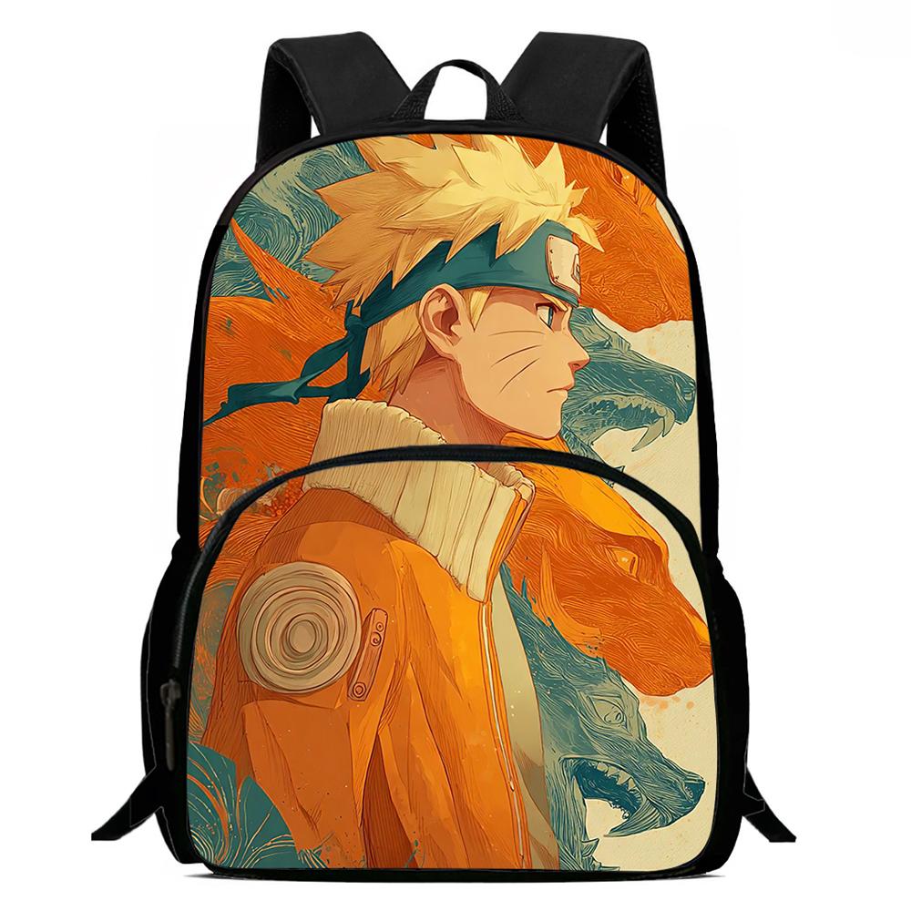 NARUTO Cartoon Anime Kids Backpack,With Adjustable Shoulder Strap & Front Pocket,Lightweight & Durable,for Boys & Girls Age 6-10