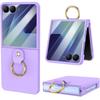 Ring Holder Case for Samsung Galaxy Z Flip7 5G, with Glass for External Screen, Purple