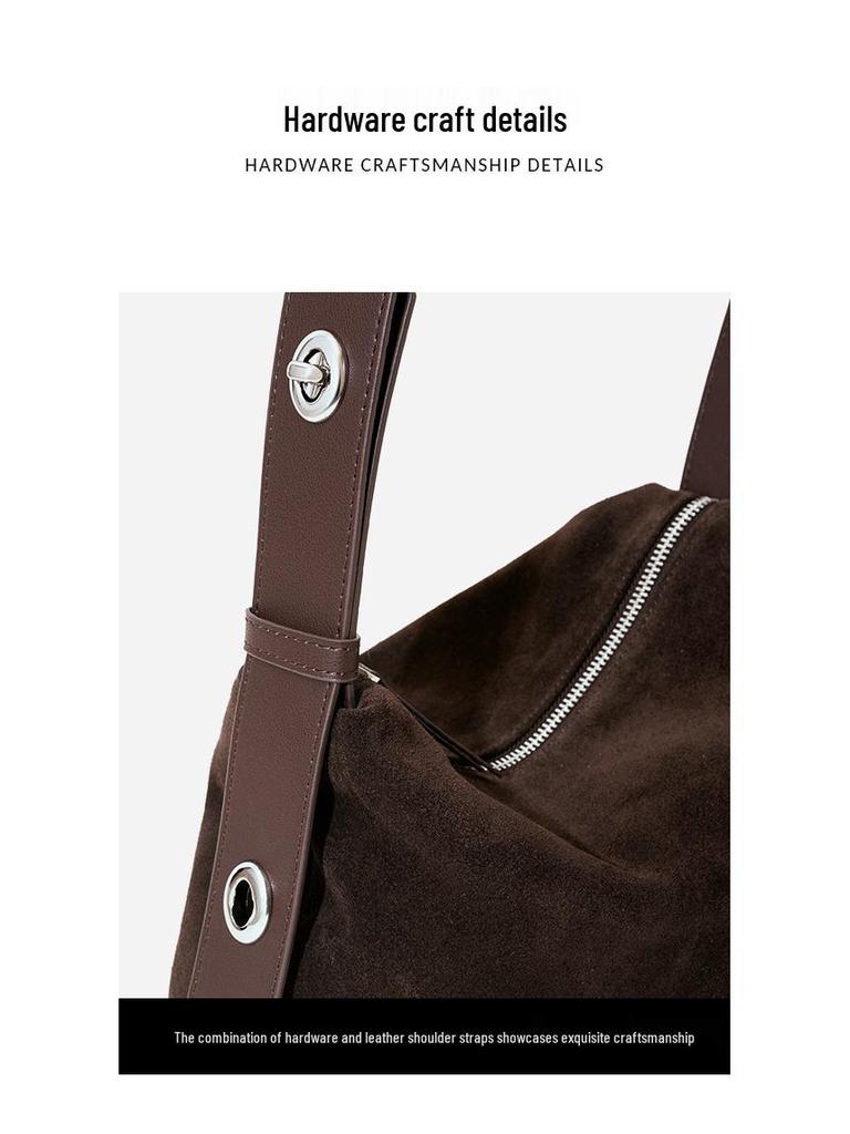 Genuine Leather Women's Tote Bag - High-Silk Matte Cowhide, Large Capacity, Commuting Shoulder/Underarm Bag