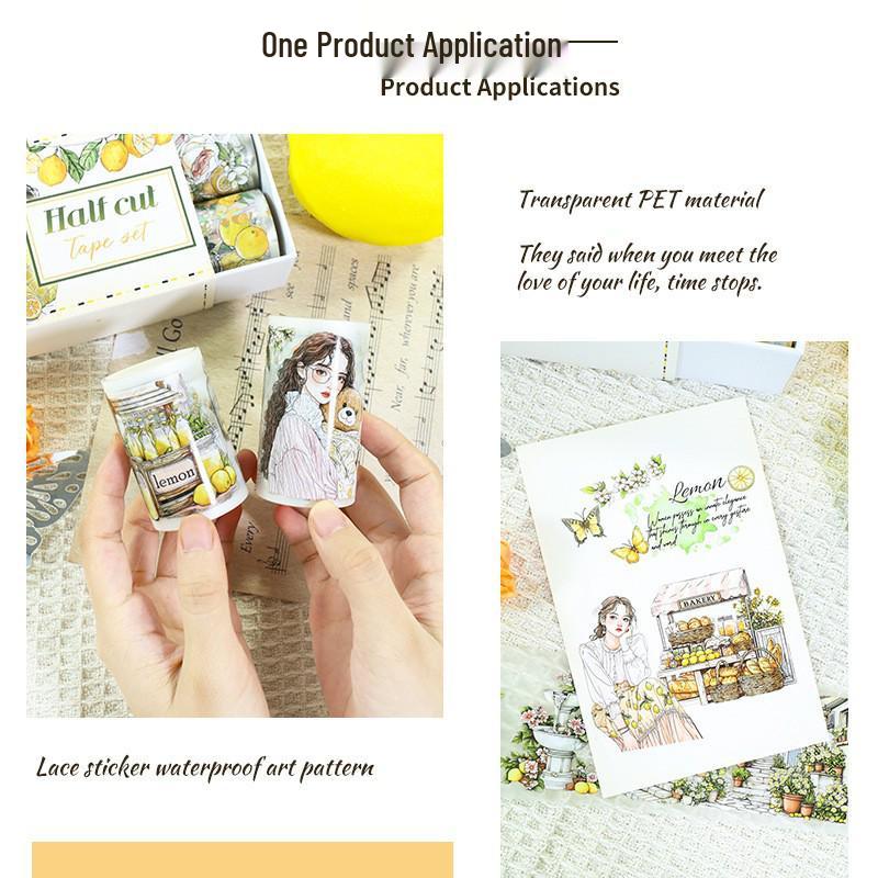 Die-cut PET Washi Tape Set: Coffee Theme, European & American Style for Journaling & Decoration
