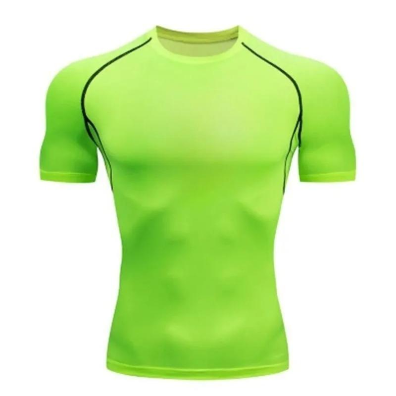 Men Quick-Dry Athletic T-Shirt Breathable Stretchy Moisture-Wicking Short Sleeve Compressed Fitness Gym Sports Workout 8 Colors