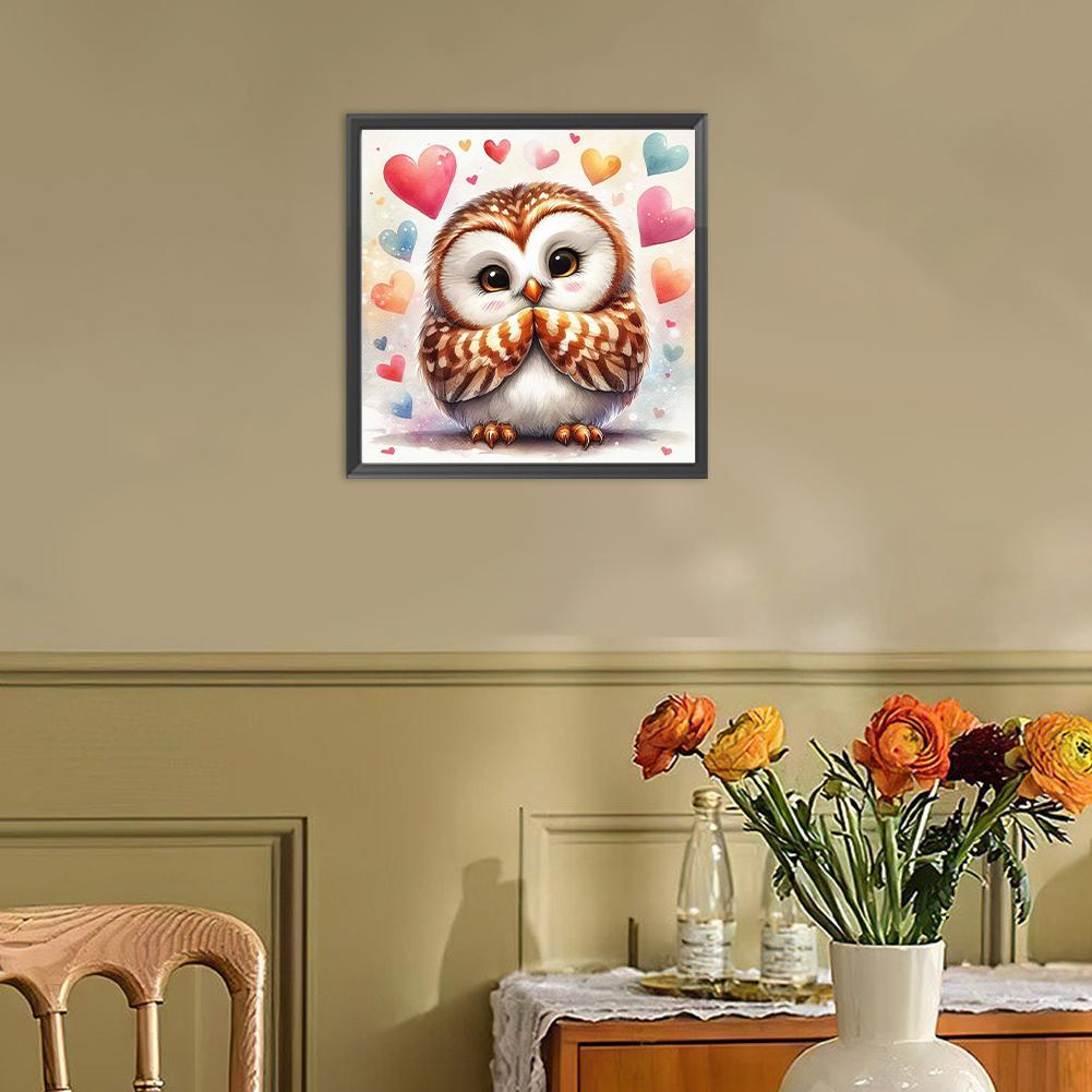 1pc DIY Paint by Number Kit Owl Frameless Canvas Wall Art Gift Idea 20x20cm