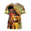 Summer Fashion Comfortable Loose Round Neck Short Sleeve Large Size T-shirt Creative Firefighter 3d Printed Men's Casual Sports T-shirt