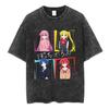 Vintage Gewaschenes Locker geschnittenes Hip Hop Streetwear T-Shirt für Herren & Damen, Anime Bocchi The Rock Hitori Gotoh Grafikdruck
