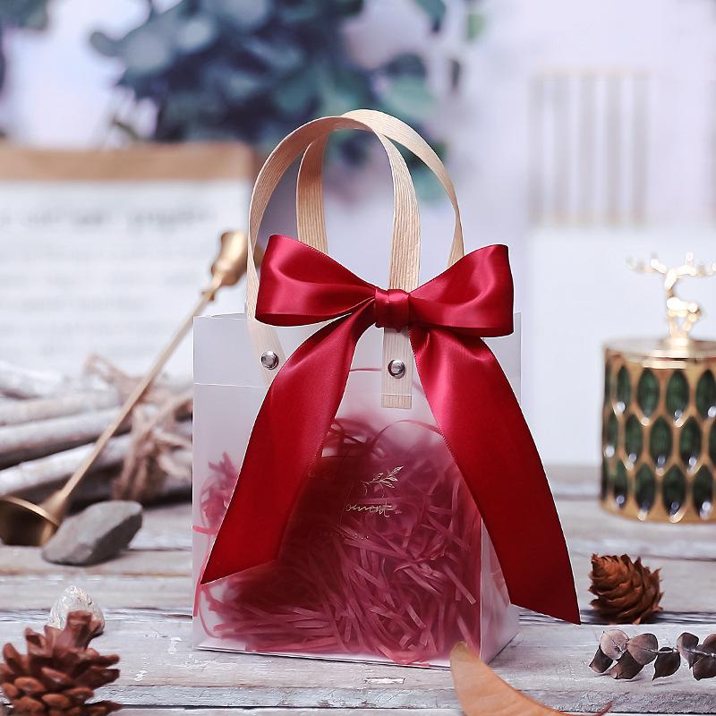 5 st Presentförpackningspåse PVC Genomskinlig Tote Bag Jul Lärarens dag Festival Högtid Presentpåsar Godispåse Lådor för Bröllop