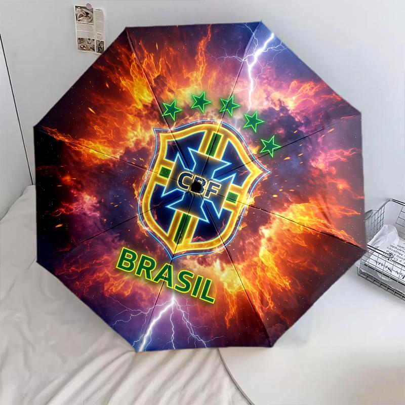 Brazil pattern, automatic folding umbrella, portable and foldable design, 8 ribs, a Christmas or birthday gift.
