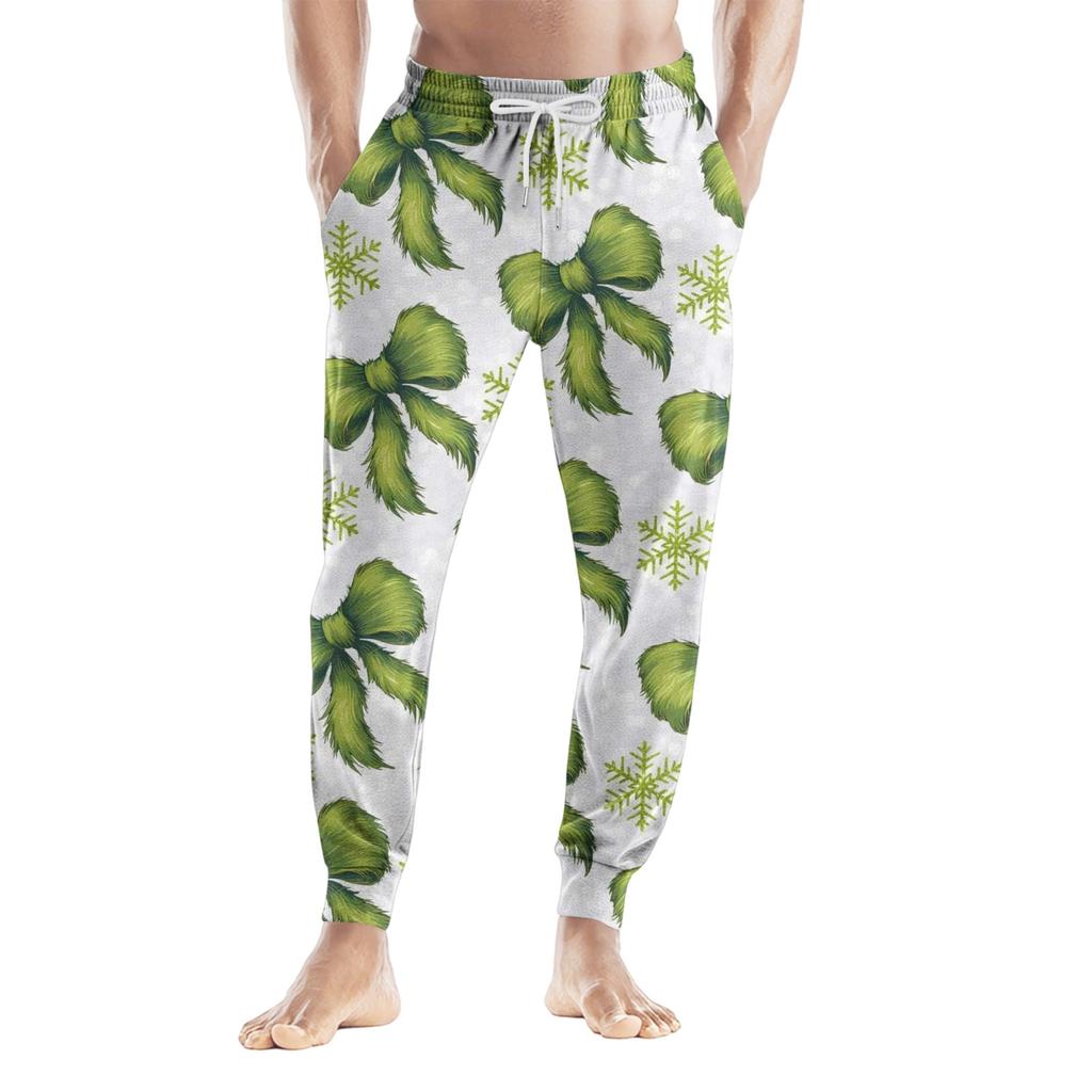 Men's Drawstring Pocket Casual Pants, Checkered Striped Printed Pocket Casual Pants, Home Sleeping Pants