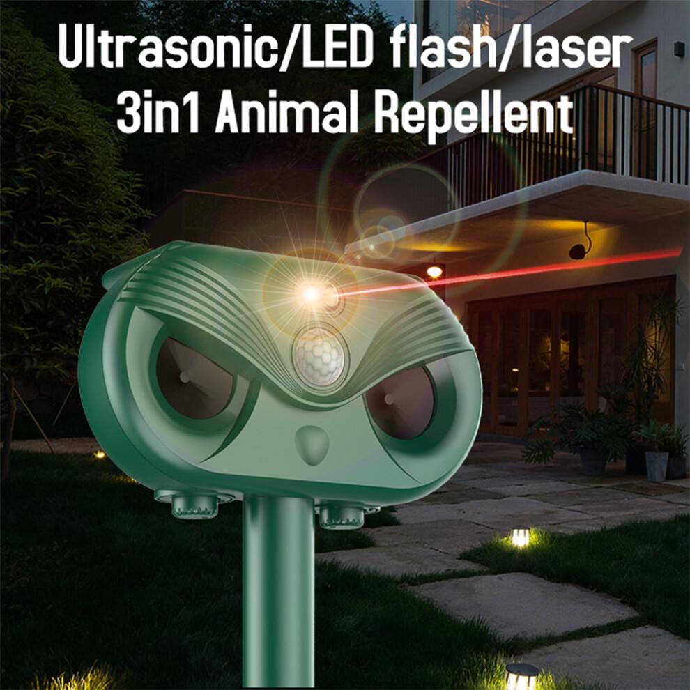 Easy Install Solar Powered Animal Repeller Ultrasonic & LED Lights