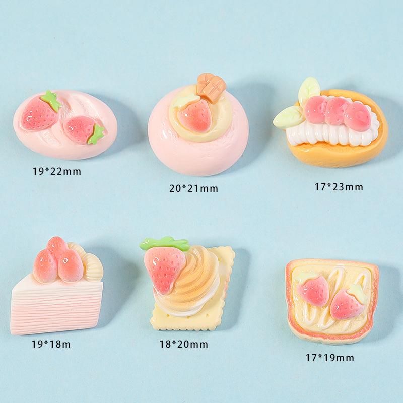 10pcs Petite Creative Strawberry Cake Handmade DIY Cream Resin Small Jewelry Material Workmanship Accessories