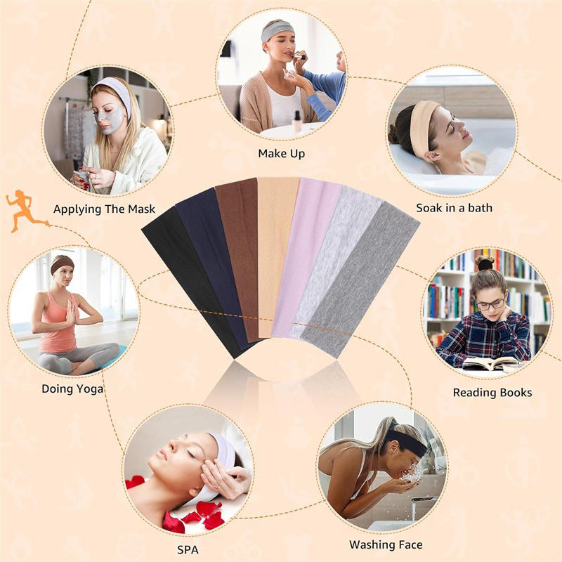 7PCS Elastic Sports Headbands For Women Stretchy Candy-Colored Hairbands Fashion Sweatbands Fitness Yoga Running Cycling H