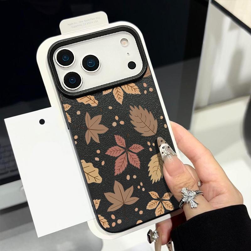 Herbst-Ahornblatt-Muster Handyhülle Für iPhone 17 Pro Max Funda iPhone 16 Pro Max 15 14 13 12 11 16e Air-Leder-Textur Abdeckung Coque