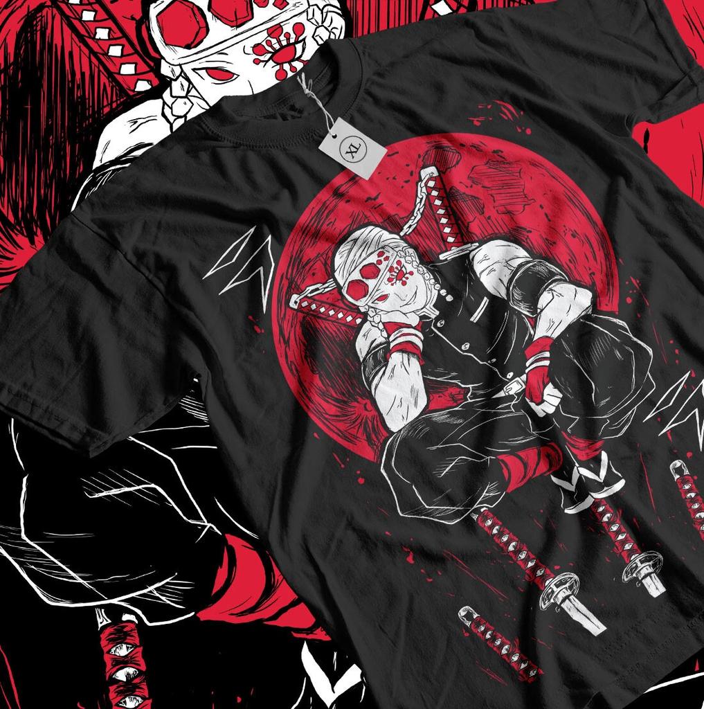 Anime Tengen Uzui Demon Slayer Kimetsu No Yaiba Black T-Shirt