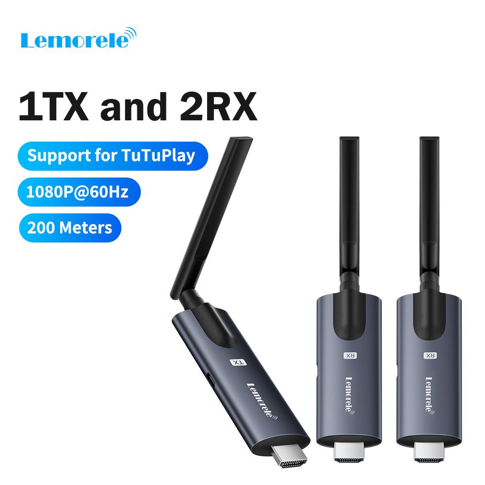 Lemorele 5G 200M Wireless HDMI Transmitter Receiver Meeting Screen sharing Audio Transmitter for Laptop TV Projector Monitor
