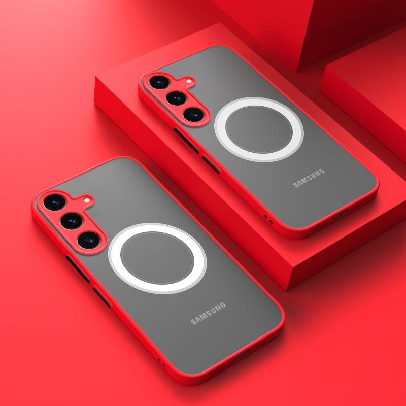 Applicable To Samsung S25 Mobile Phone Case New Matte S25ultra Lens Full Cover Protective Case S24 Contrasting Silicone Case