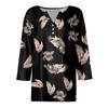 Girls Casual Fashion Tops Printed Seven Sleeve T-Shirt With Buttons