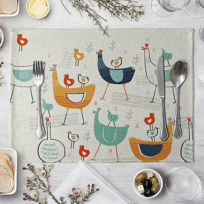 1PC Tiger Lion Place Mat Cartoon Animal Pattern Table  Creative   For Wedding Kitchen Decor Marine Life Placemat