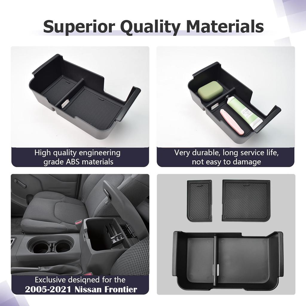 Center Console Organizer Tray for 2005-2025 Nissan Frontier Armrest Storage Box Center Console Interior Phone Holder Accessories