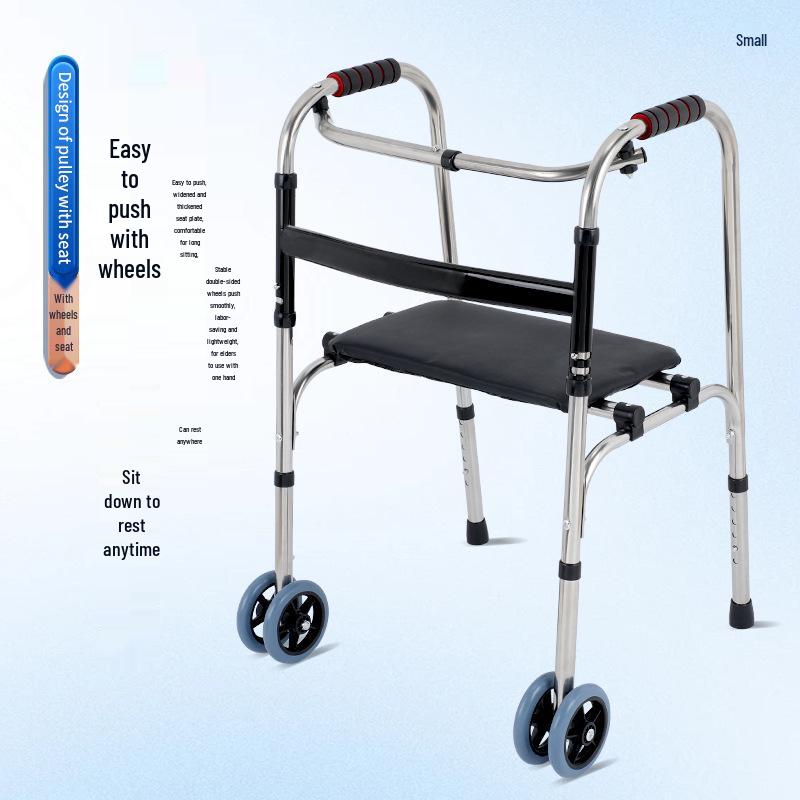 Folding Stainless Steel Walker & Cane Aid for Elderly