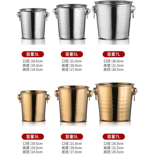 RoBeKaU Stainless Steel Ice Bucket, Double-Layered, Vacuum Insulated, Condensation-Resistant, Bottle Cooler for Wine, Champagne, Whiskey, Beer, and Mo