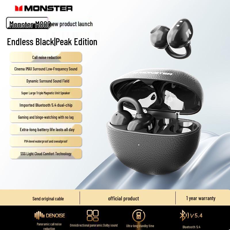Applicable MONSTER M800 Wireless Bluetooth Noise-Cancelling Open-Ear Stereo Ear Clip Headphones