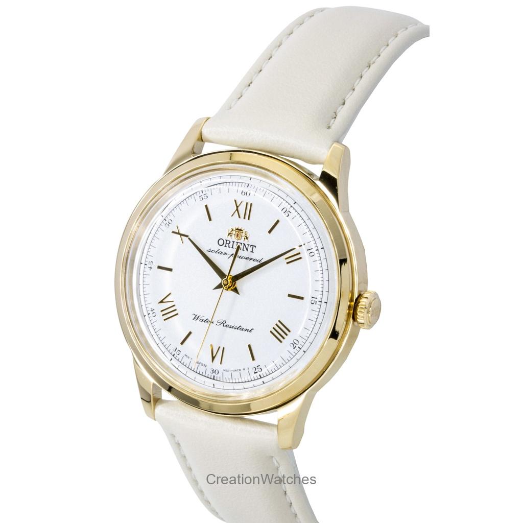 Orient Bambino Leather Strap White Dial Solar RA-WK0001S Men's Watch