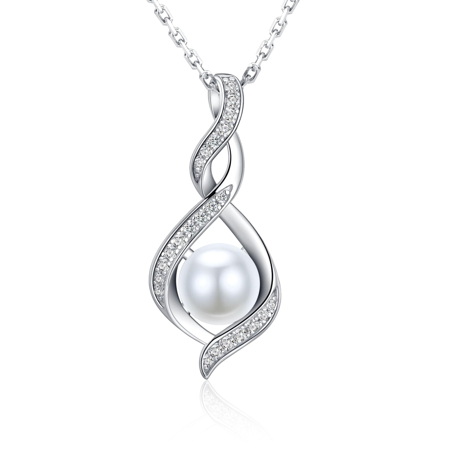 [Gemlanto] Sterling Silver 925 June Birthstone Pearl Teardrop Necklace for Women, 18K Gold Plated, Gift Wrapped, Perfect for Birthdays and Gifts