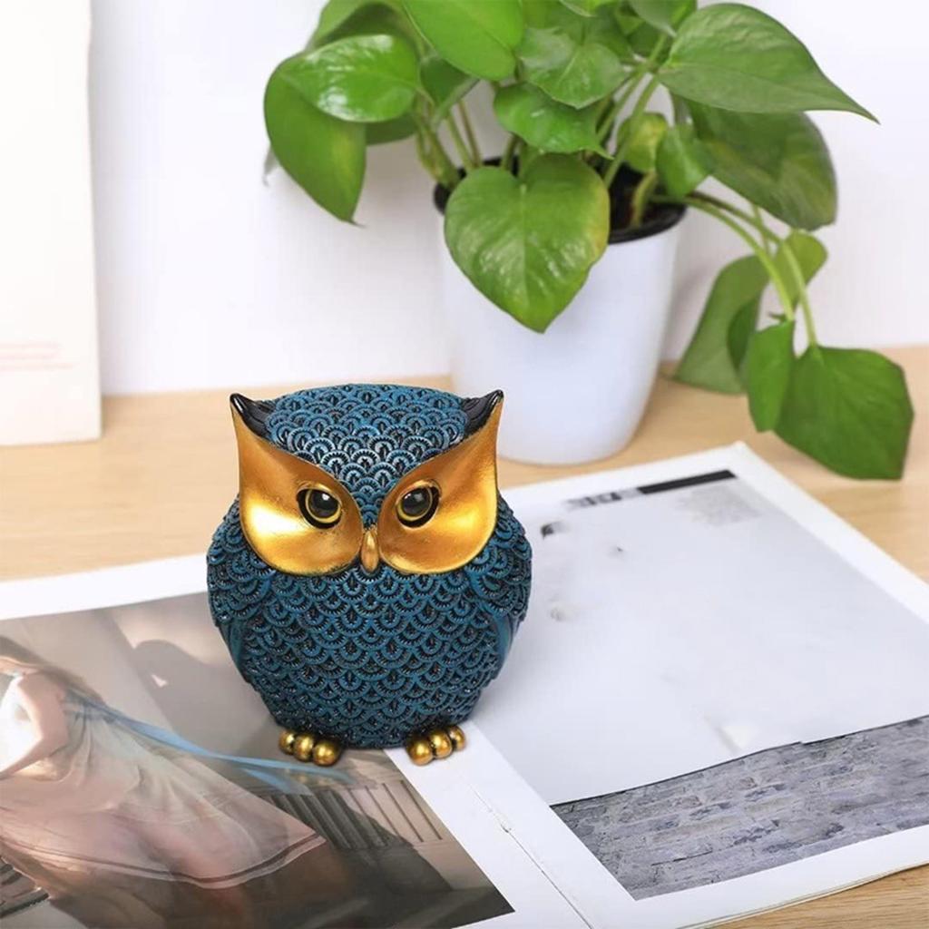 Owl Figurines Home Decor Accents Cute Small Animal Sculptures Vintage Owl Figurines for Bookshelf Bedroom Living Room