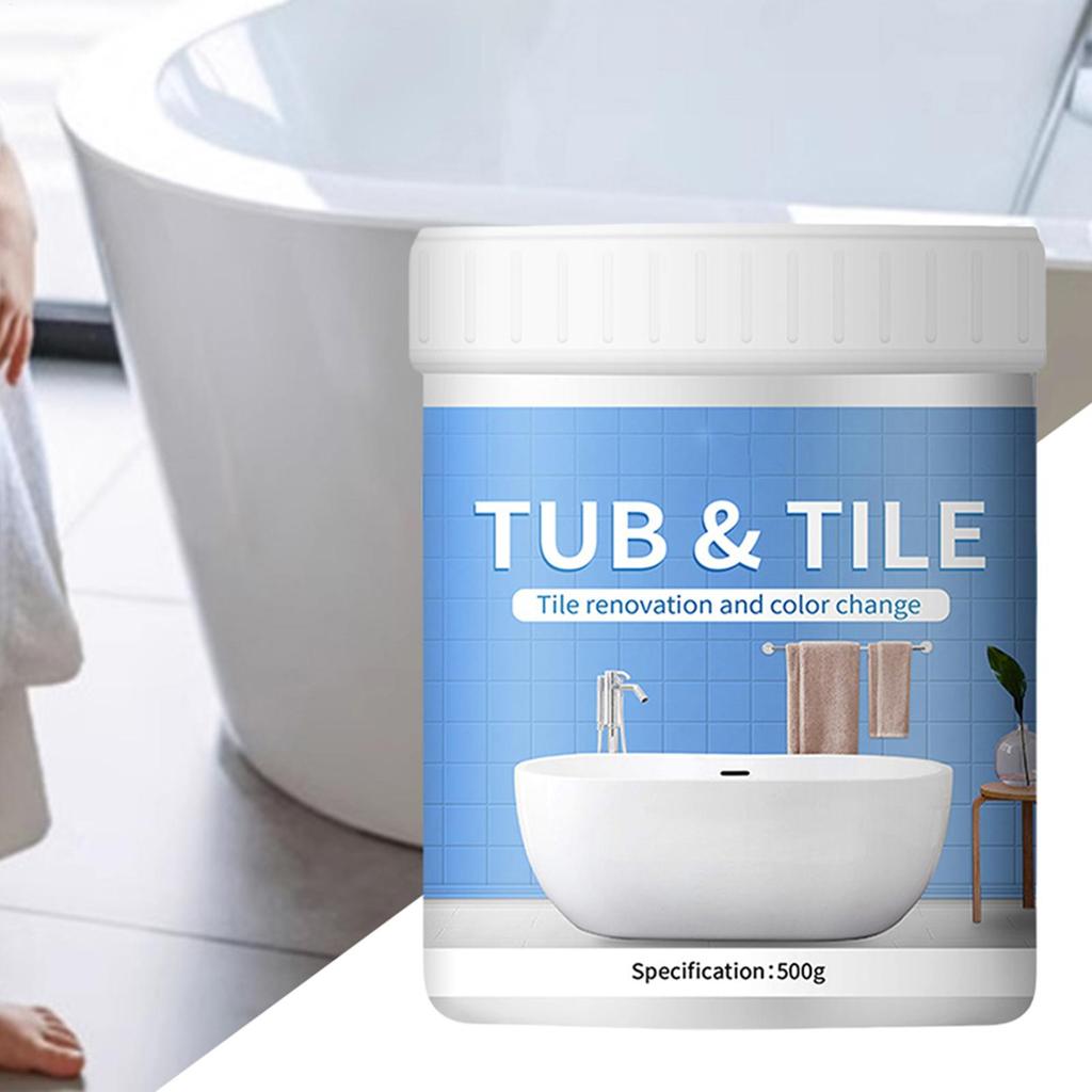 Kit Peinture Carrelage Salle de Bain 500g à Base d'Eau Sèche Rapidement Kit de Rénovation de Bain Kit Cache-Baignoire Blanc à Base d'Eau pour Baignoires Évier