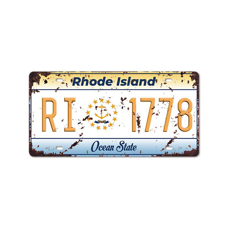 Vintage Tin Art with 1530 License Plate Design: Ideal for American - style Background Wall Decor