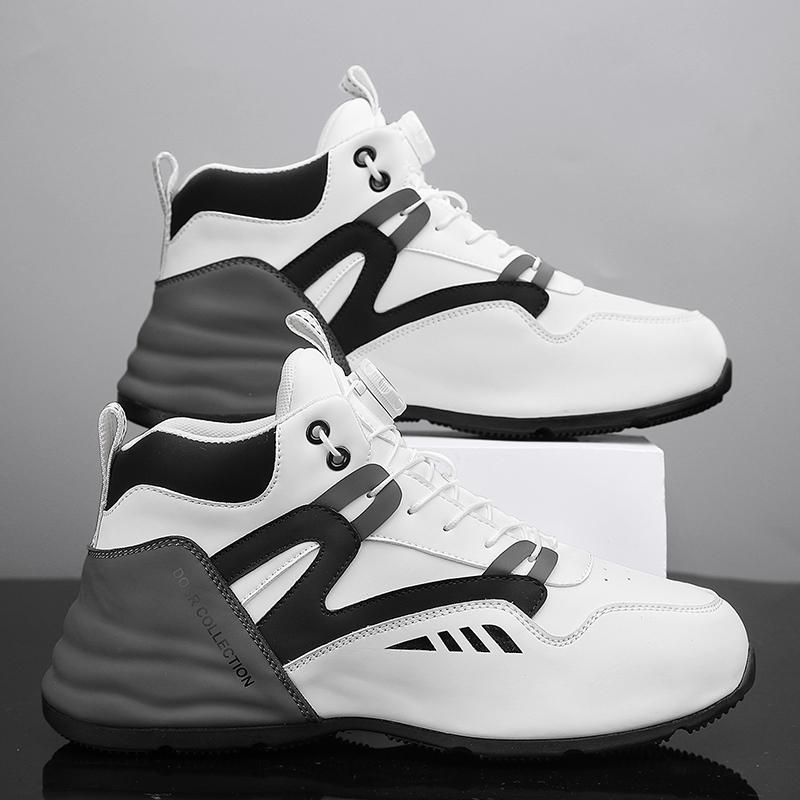 High-top Autumn and Winter Sports Running Shoes Basketball Rotating Button Medium-top Bottom Dad Shoes Casual Shoes