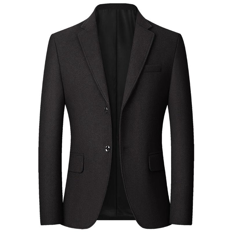 New Men's Wool Blend Business Casual Suit Jacket for Autumn and Spring - Iron-Free, Perfect for Middle-Aged Dads
