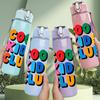 1PC COOL KIDS CLUB Letter Print 750ml Color Plastic Sports Water Bottle Leakproof Flip Straw Lid Suitable for Sports Office Home Use