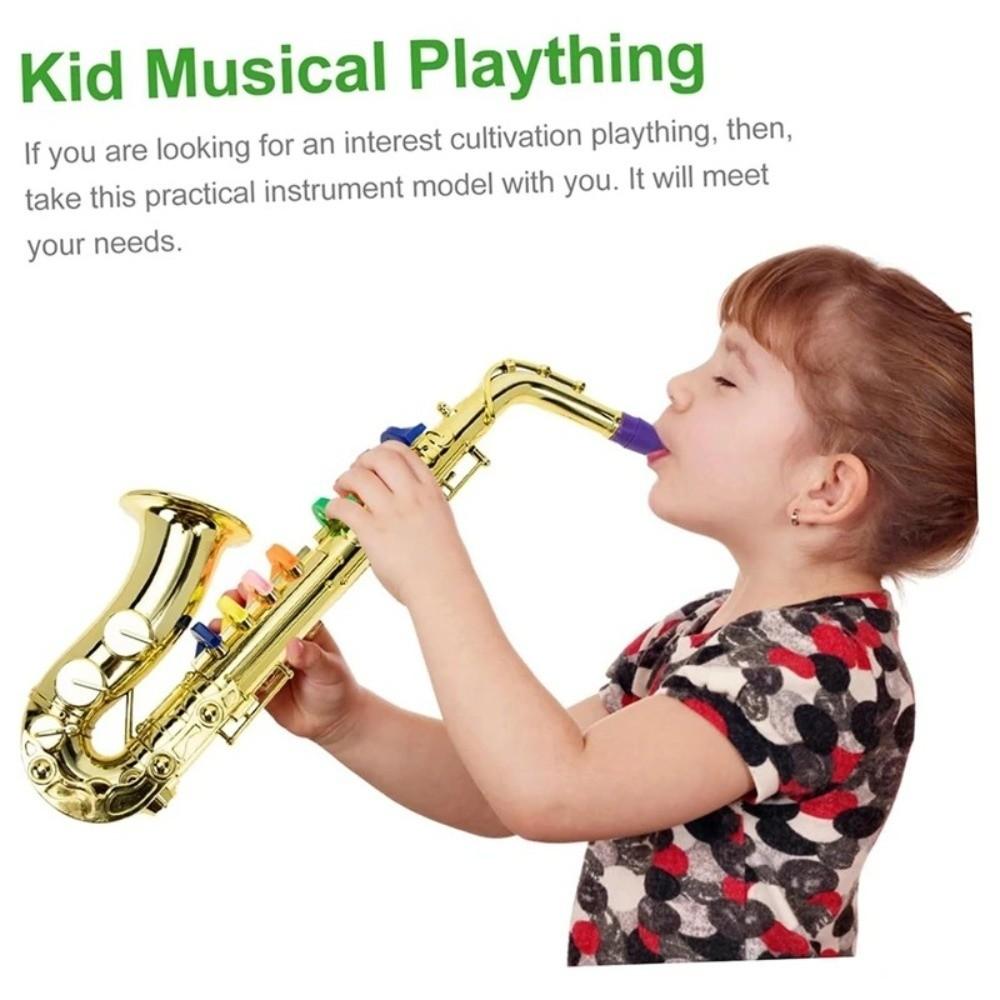 Silver Gold Children Toy Trumpet Four-tone Musical Instruments Kids Saxophone Toy  Family Fun