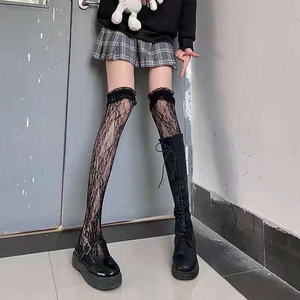 White Lace Lolita Lolita Calf Socks Women's Mid Tube Socks Jk Long Tube Lace Japanese Stockings