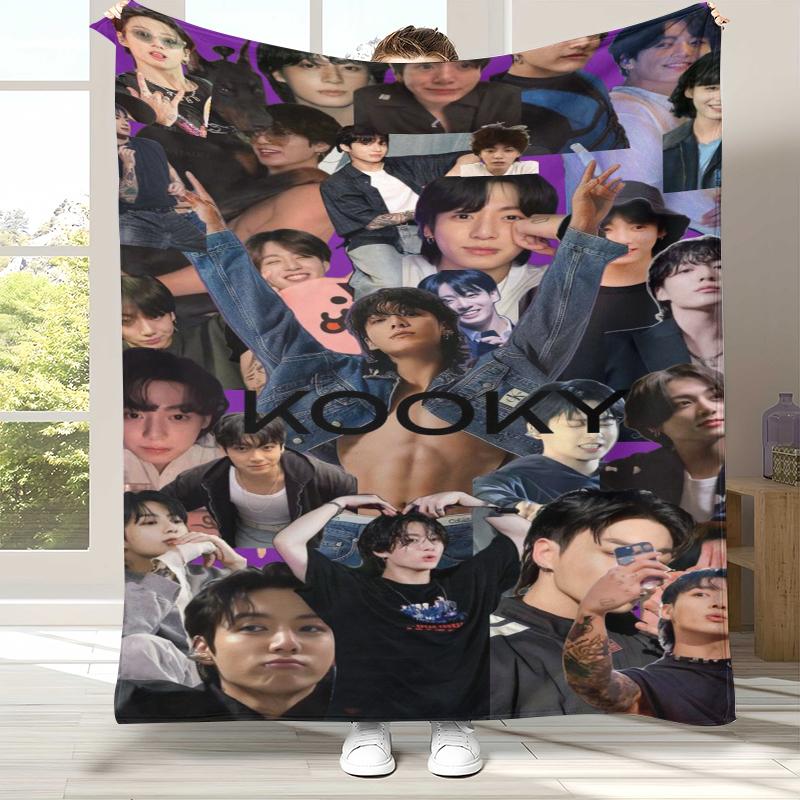 Jeon Jung Kook Kpop B-BTS Flannel Blanket,Ultra Soft Warm Plush Throw for Home Bedroom Bed Sofa Cover Office Camping Gift