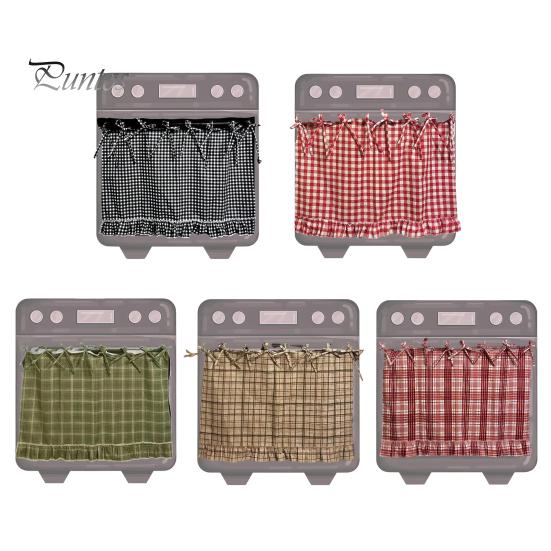 Kitchen Oven Curtain Skirt Handmade Farmhouse Cover with Ruffle Trim under Stove Easy Installation Hideaway Decor