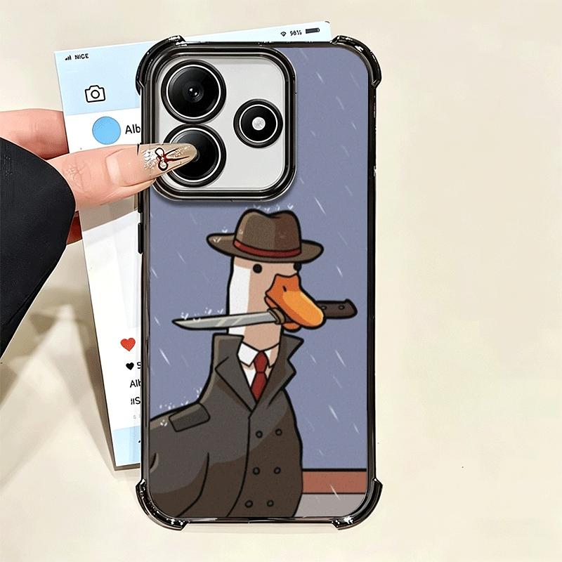Funny Cartoon Goose Game Plating Phone Case For Xiaomi Poco X5 X6 X7 X8 Pro Max F8 Ultra F7 M8 M7 M5S Redmi 15C 15 14C 13C 13 X3