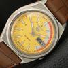 VINTAGE SEIKO 5 AUTOMATIC 7009A JAPAN MENS YELLOW COLOR DIAL WATCH A708554-1