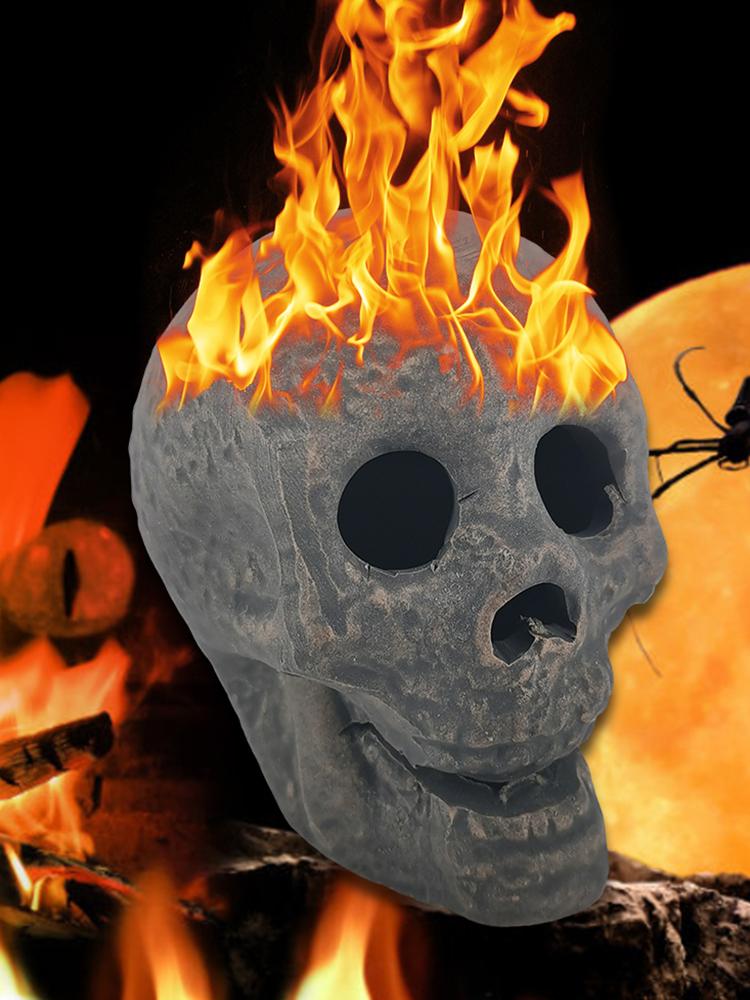 Halloween Fire Pits Skulls Horror Atmosphere Simulation Skull Fireproof Flame Retardant Reusable Party Haunted House Decoration
