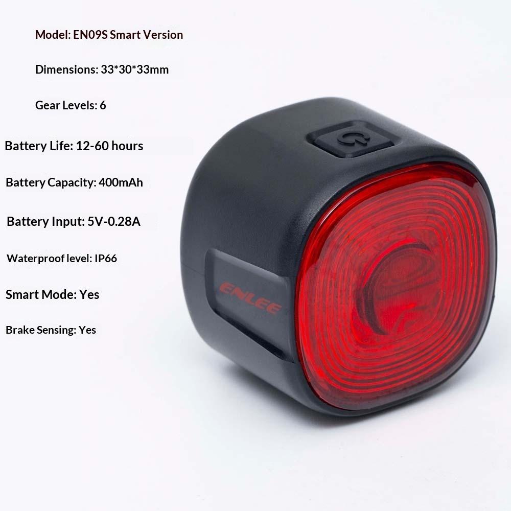 ENLEE Bicycle Tail Light, Intelligent Induction Brake Light Road Mountain Bike Night Riding Bright Light Warning Light